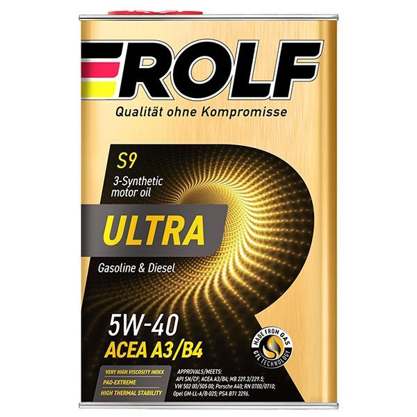 ROLF Ultra 5W-40 API SN/CF; ACEA A3/B4 синтетическое 4 л 322938